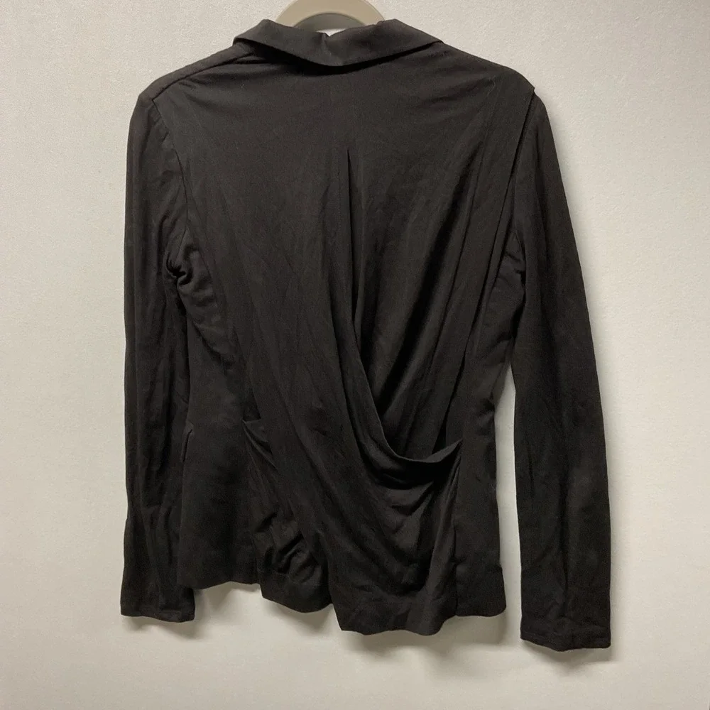 BCBGMAXAZRIA Black One Button Blazer Jacket Draped Back Women's‎ XS